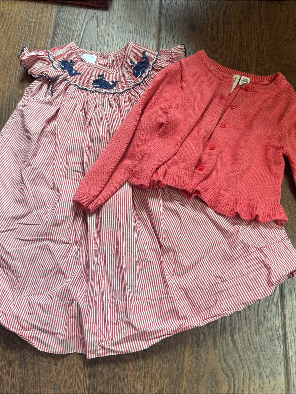Smocked dress and Janie and Jack cardigan